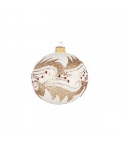 Palla Natale vetro L'Oca Nera decorata bianca 10 cm 1XM813.13