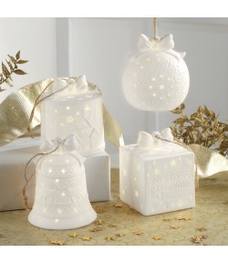 Set 4 decorazioni Natale Mascagni con led C1474