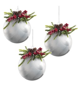 Set 6 palle di Natale Mascagni con bacche 8 cm C2214