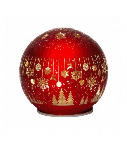 Sfera di Natale Lamart vetro con led rosso 10 cm 1023290