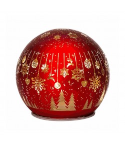 Sfera di Natale Lamart vetro con led rosso 15 cm 1023292