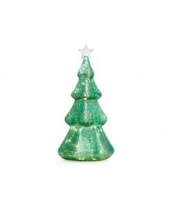 Albero Natale in vetro con luce led Fade verde 26 cm 57026