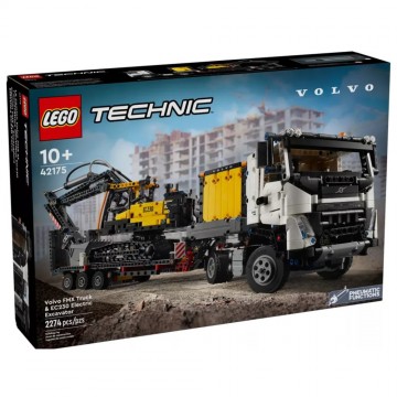 LEGO Technic Autorcarro Volvo FMX ed Escavatore elettrico EC230 42175