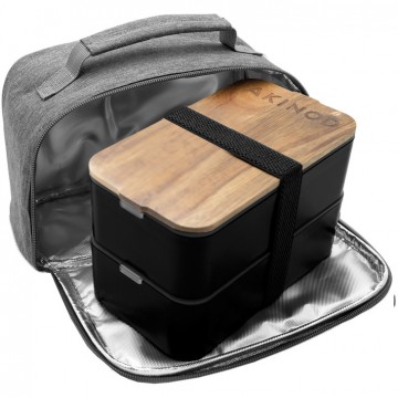 Bento Portapranzo con borsa termica Akinod 11h 58 nero grigio AKI000045