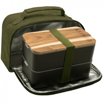 Bento Portapranzo con borsa termica Akinod 11h 58 nero khaki AKI000057