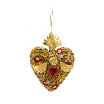 Decorazione Natale Lamart Cuore resina copertin 14 cm 1025041