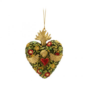 Decorazione Natale Lamart Cuore resina verde 14 cm 1025043
