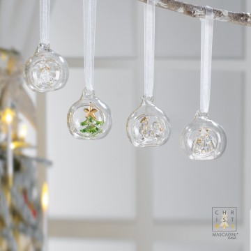 Set decorazioni 4 palle Natale Mascagni 4 cm C3153