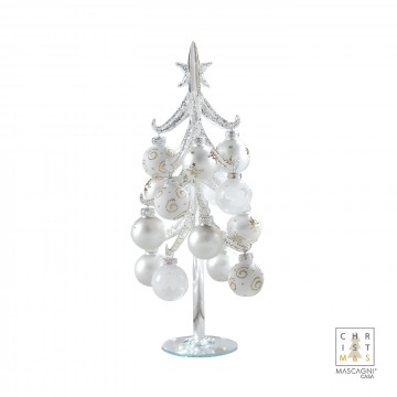 Abete Natale in vetro Mascagni con palle h 26 cm C3054