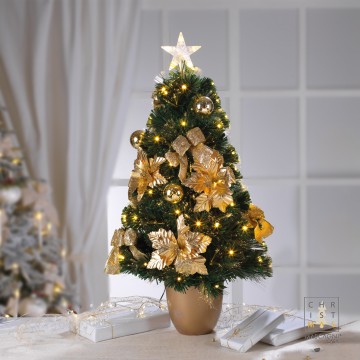 Abete Natale Mascagni in fibra ottica h 90 cm con vaso oro C2862