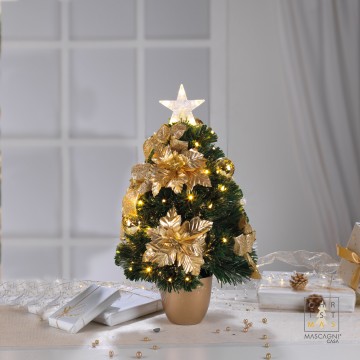 Abete Natale Mascagni in fibra ottica h 60 cm con vaso oro C2861