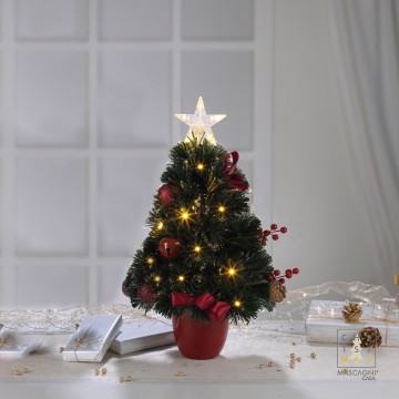 Abete Natale Mascagni in fibra ottica h 60 cm con vaso rosso C2859