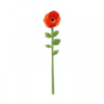 Fiore Papavero rosso Vesta in acrilico piccolo 40.5 cm 04334.85