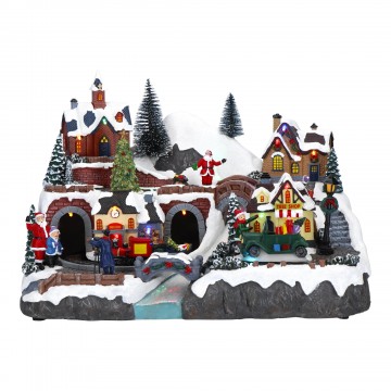 Villaggio di Natale animato Timstor con fiume e led multicolor 230123