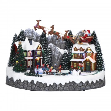 Villaggio di Natale animato Timstor con led e pattinatori multicolor 230208