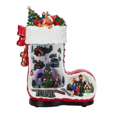 Scena di Natale animata Timstor con stivale Babbo Natale e led multicolor 250558