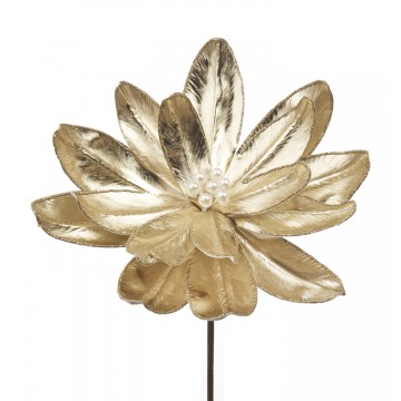 Fiore natalizio Magnolia oro L'Oca Nera 1XM1104.15