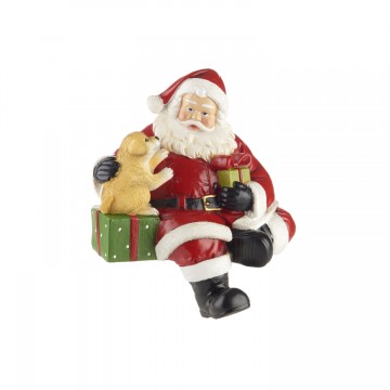 Babbo Natale seduto con cagnolino L'Oca Nera Regali per tutti 1XM1063.10