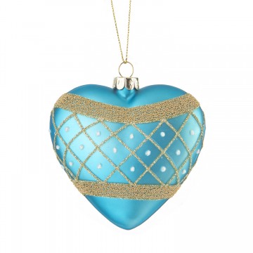 Decorazione Natale L'Oca Nera Emozioni Sospese pendente cuore azzurro 1XM1051.12