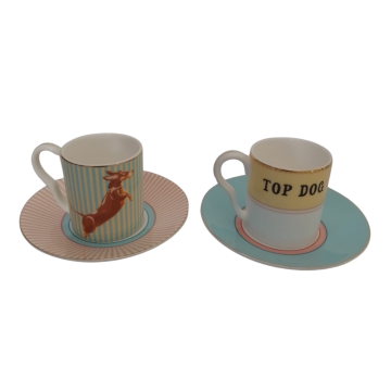 Yvonne Ellen set 2 tazze da caffè Dog GB con piattino A22022A1