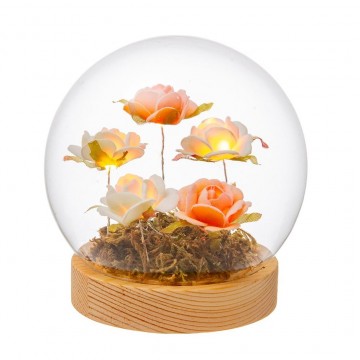 Palla vetro a led con rose Lamart 12 cm bianco arancio 1038477