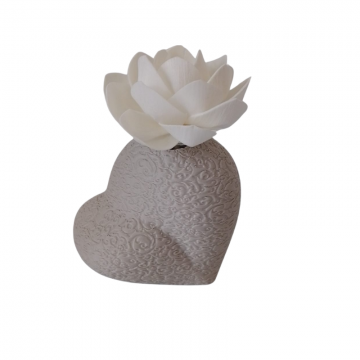 Diffusore cuore grigio Hypno Casa con fiore 2312B