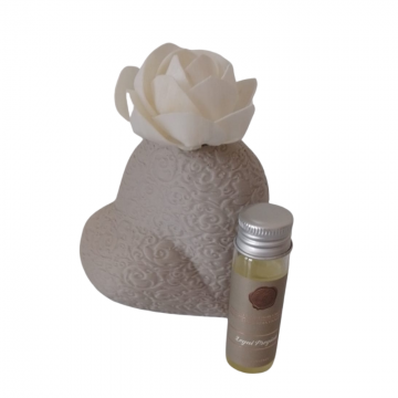 Diffusore cuore grigio Hypno Casa con 15 ml latte e ambra dolce 2313B
