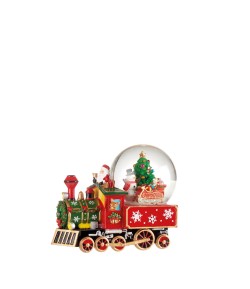 Treno con palla di neve L'Oca Nera con carillon 23x12x17h cm  1XM741.11